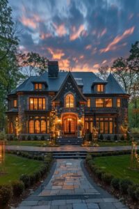 Maryland luxury custom home with refined architecture and lush landscaping