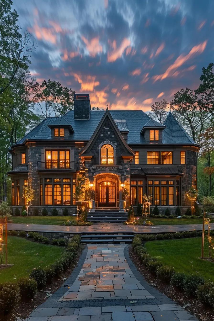 Maryland luxury custom home with refined architecture and lush landscaping